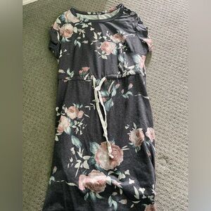 Floral Print Dress with Tie Waist